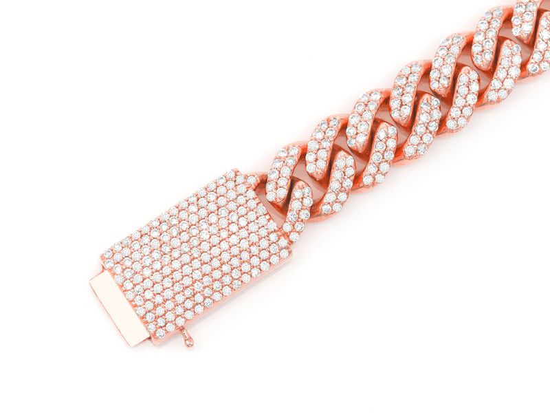 8mm Diamond Miami Cuban Bracelet 14k Rose Gold